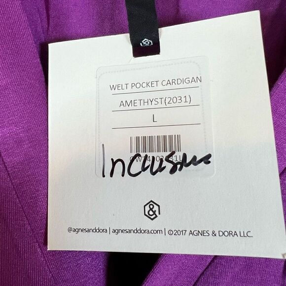 NWT Agnes & Dora Welt Pocket Cardigan Amethyst Large - Picture 4 of 6